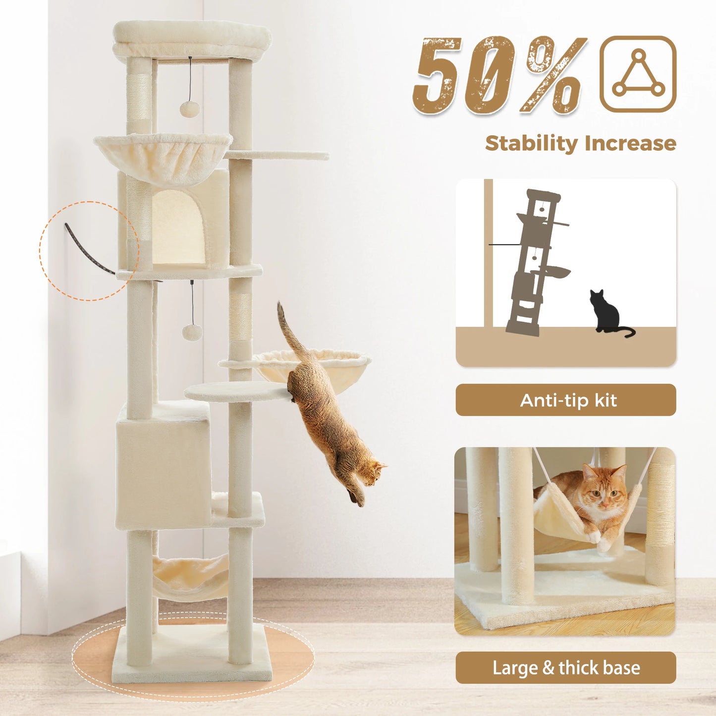 PEQULTICN Luxury Cat Tree With Sisal Scratching Posts