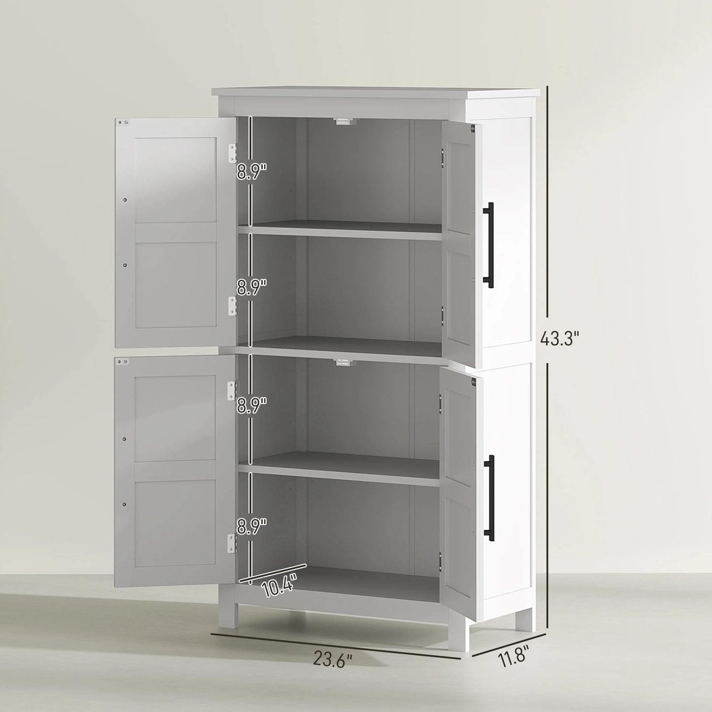 Homcom Bathroom Floor Cabinet, Farmhouse Bathroom Cabinet with Barn Doors, Bathroom Storage Cabinet with Adjustable Shelf, White