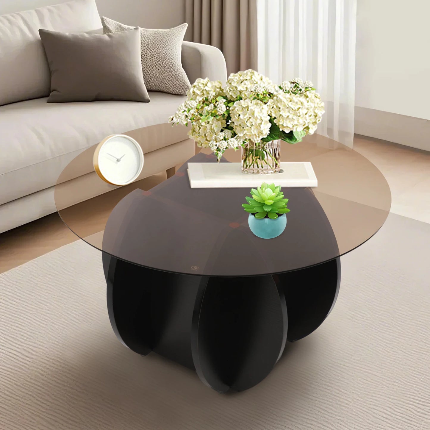 Round Glass Coffee Table Modern Luxury for Living Room