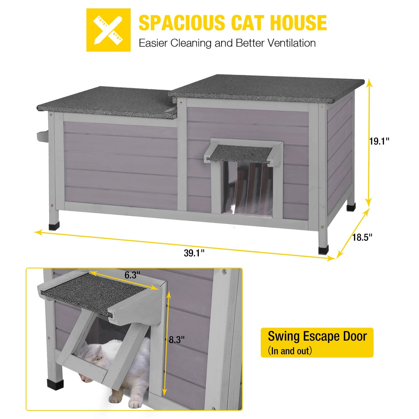 Two Room Outdoor Feral Cat Shelter For Rescued Cats