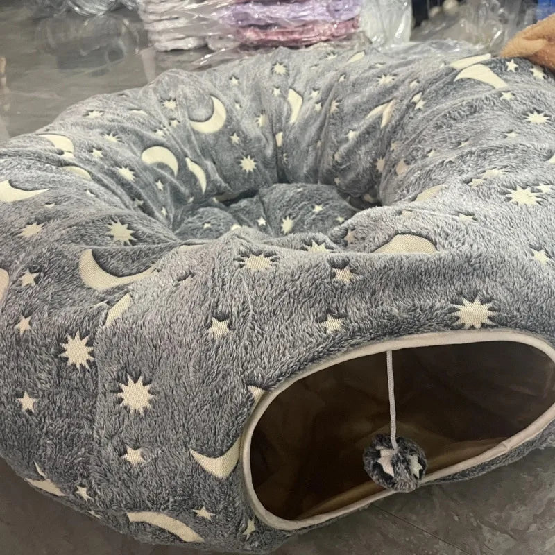 Luminous Flannel Cat Tunnel Nest Foldable Warm Light Luxury