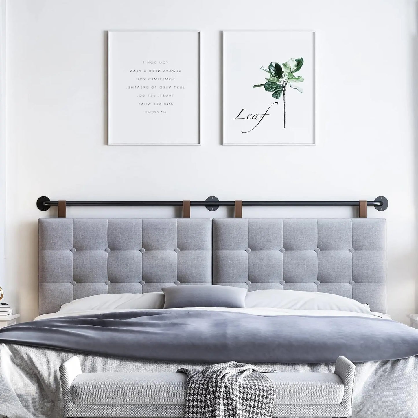 Headboards for Queen Size Bed, Wall Mounted Headboard with Fine Linen Upholstery and Button Tufting, Adjustable Heigh