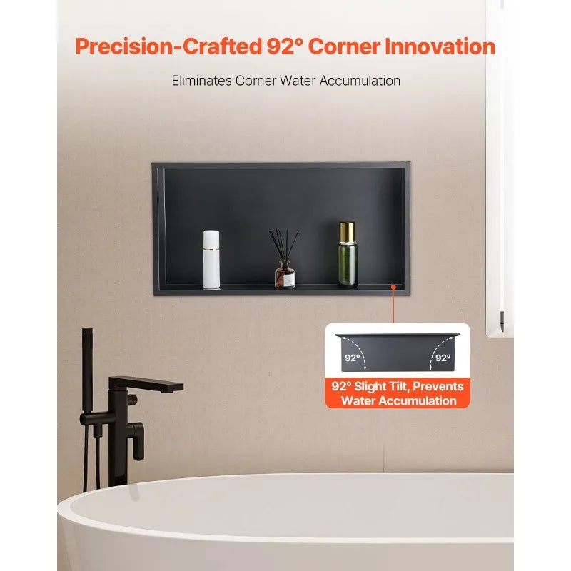 Shower Niche 13x25x4 inch Recessed Wall Shelf Stainless Steel Bathroom