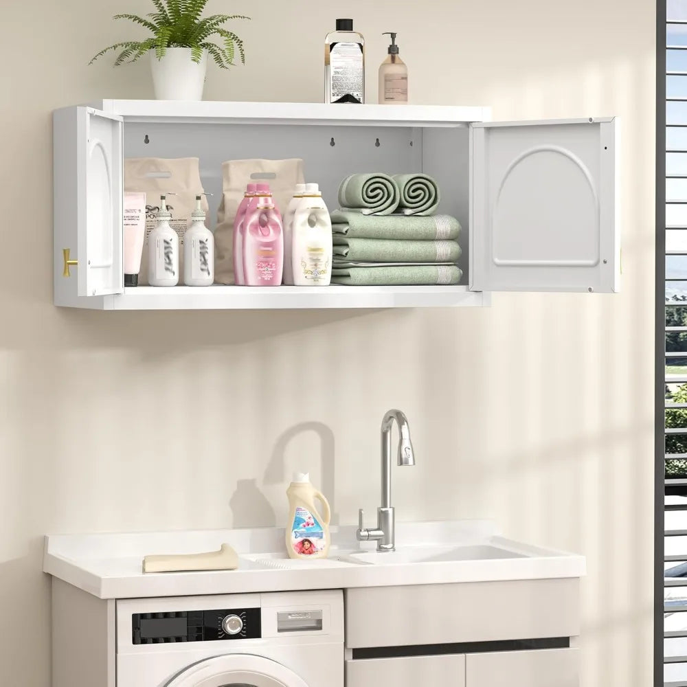 86" Metal Wardrobe Cabinets,Armoire Wardrobe Closet with Hanging Rod,Clothes Storage Cabinet with Adjustable Shelves and Doors,C