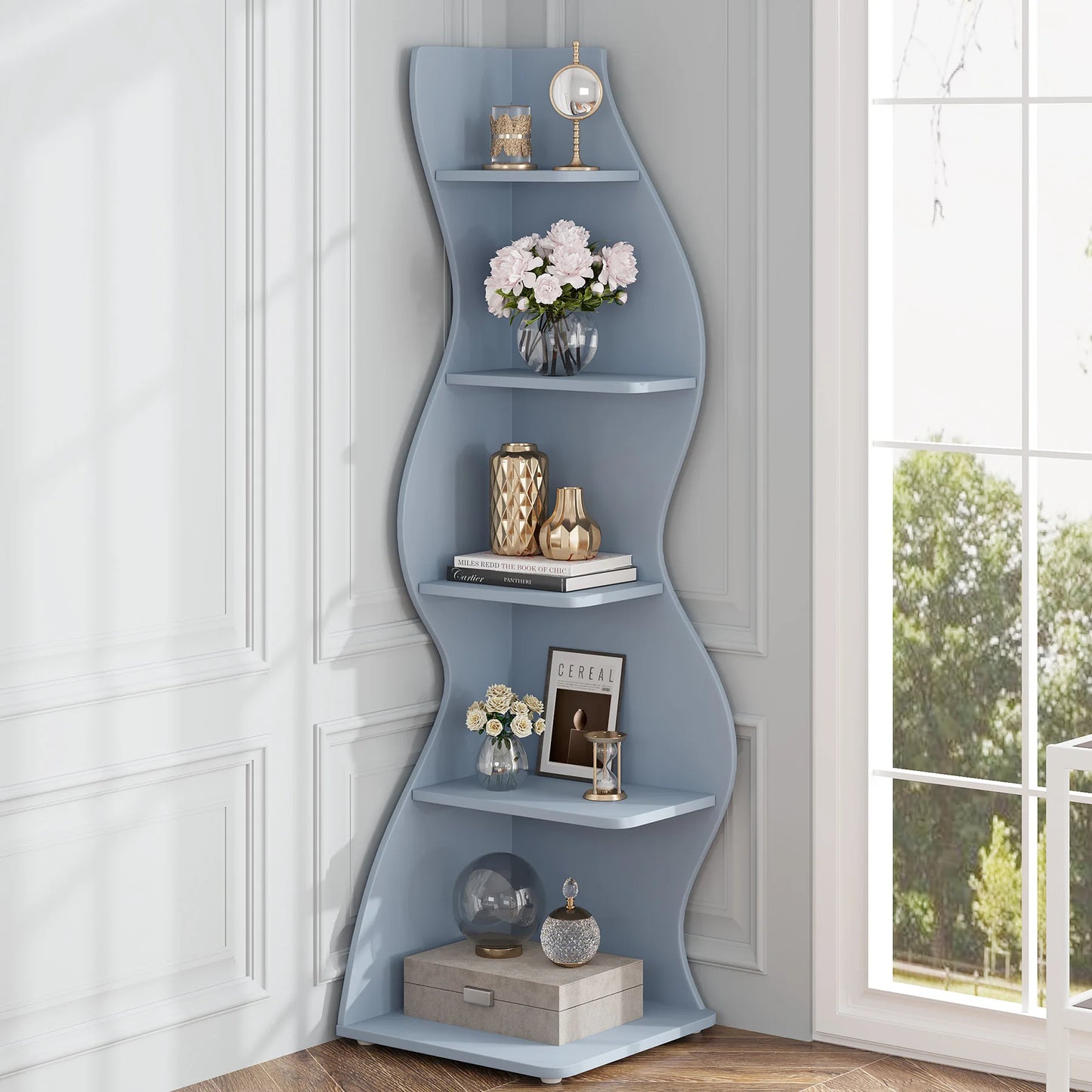 Tribesigns Modern 5-Tier Wall Corner Shelf and Plant Stand