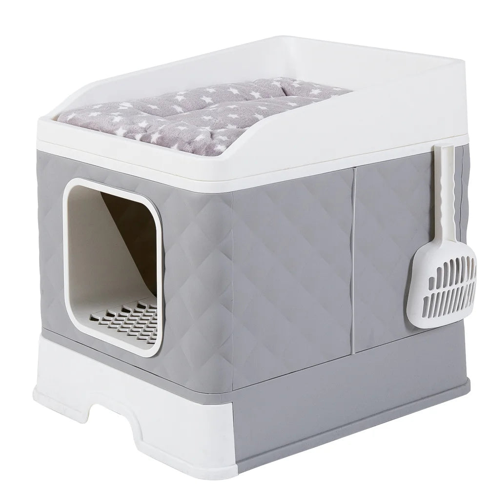 Feature Cat Litter Box Enclosure Hidden Cabinet With Scoop Mat