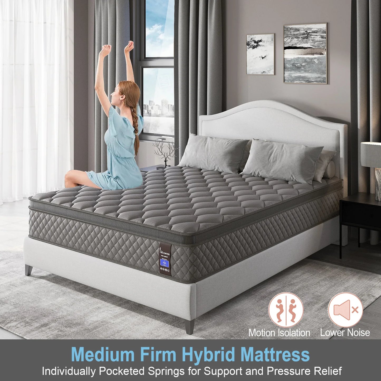 Viscountess Hybrid Spring Memory Foam Mattress In Box Euro Top