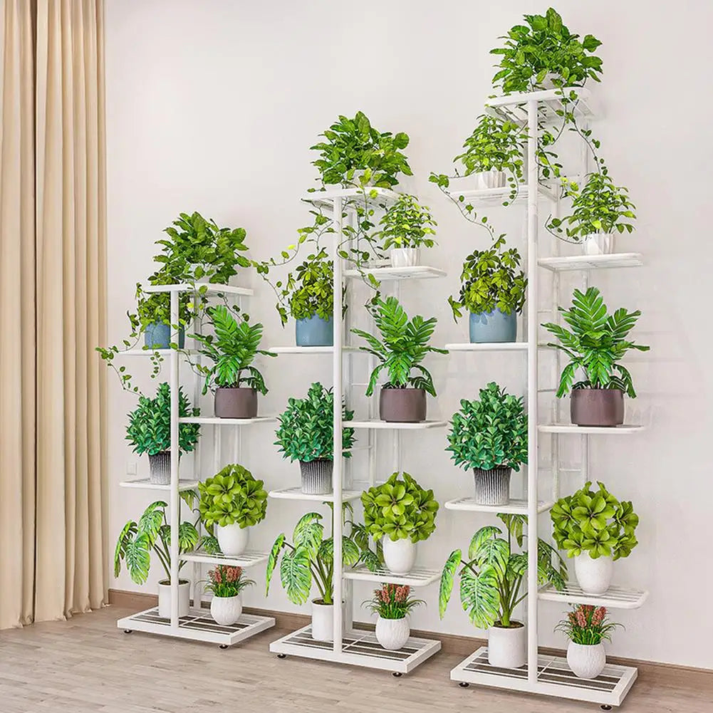 HiMISS 7 Tier Plant Stand Indoor Outdoor Metal Shelf