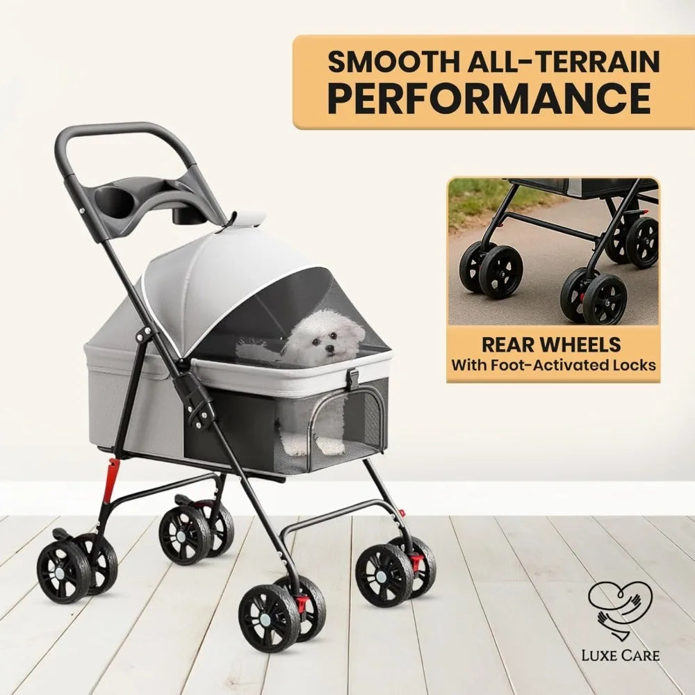 DAFIFY Four Wheel Foldable Pet Stroller For Dogs And Cats