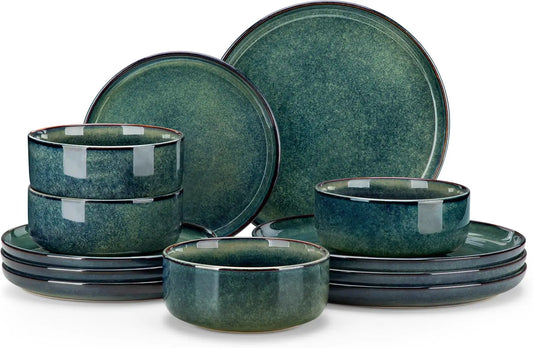 Starry 12 Piece Dinnerware Set With Reactive Glaze Plates Bowls