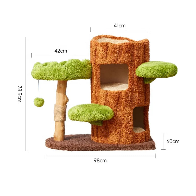 Floor To Ceiling Cat Tree Tower With Scratching Posts Wooden
