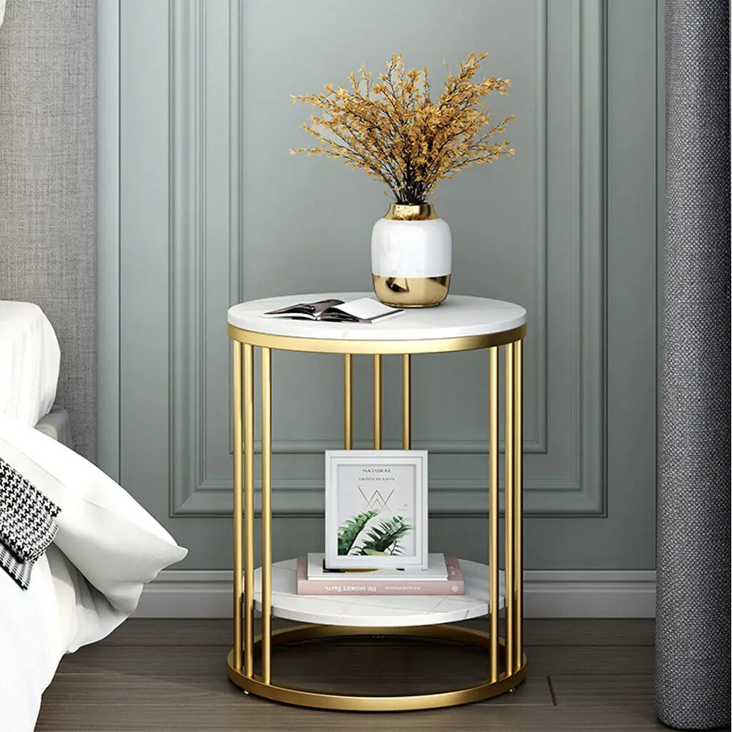 Wisfor Marble Round Side Table With Jewellery Storage