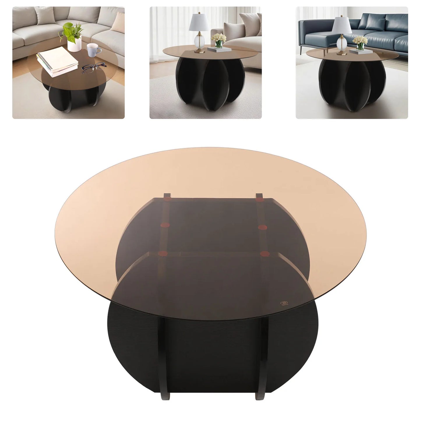 Round Glass Coffee Table Modern Luxury for Living Room