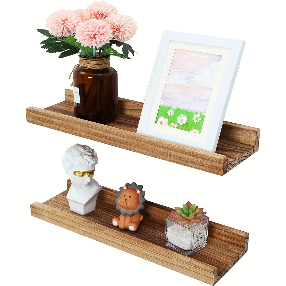 Floating Wall Shelf With Ledge Rustic Wood Shelves