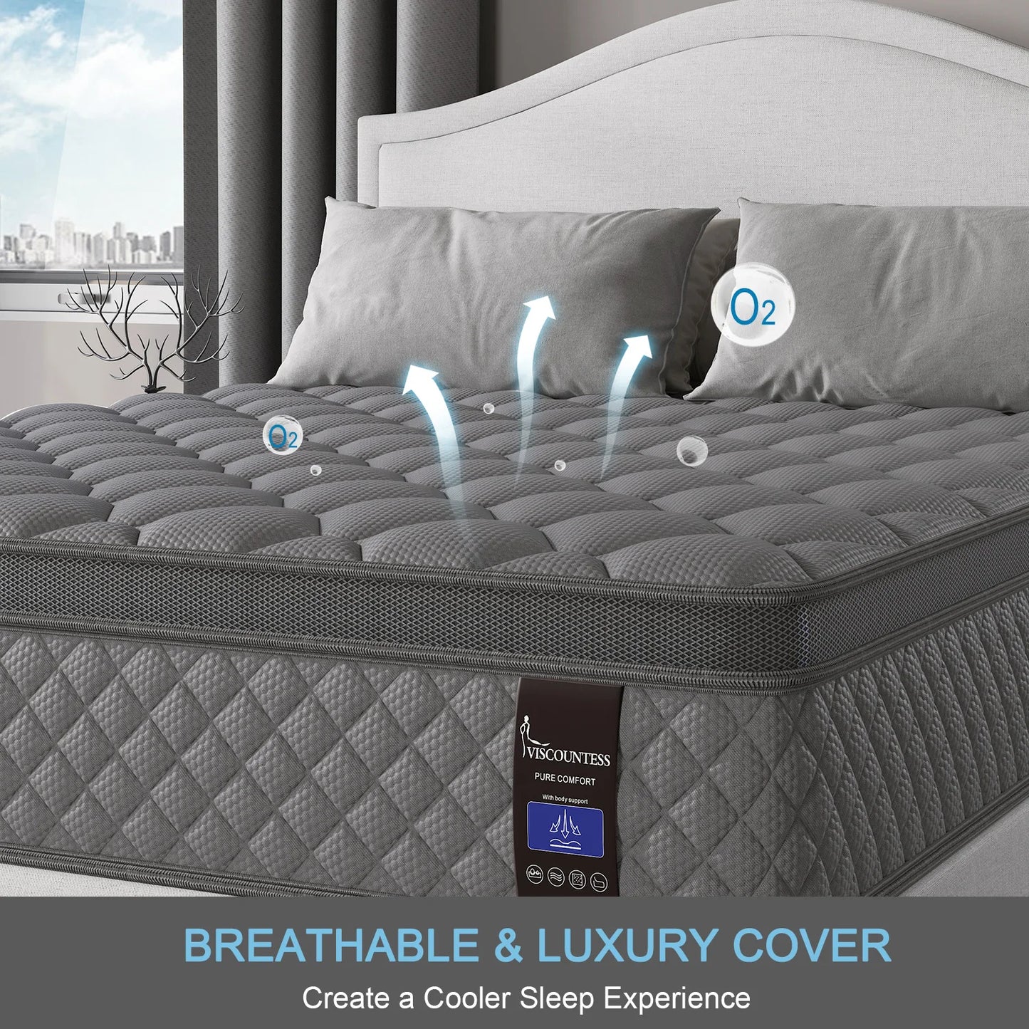 Viscountess Hybrid Spring Memory Foam Mattress In Box Euro Top