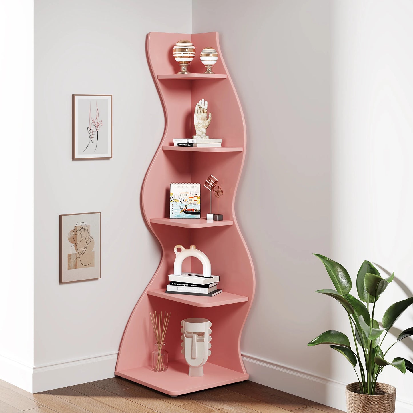 Tribesigns Modern 5-Tier Wall Corner Shelf and Plant Stand