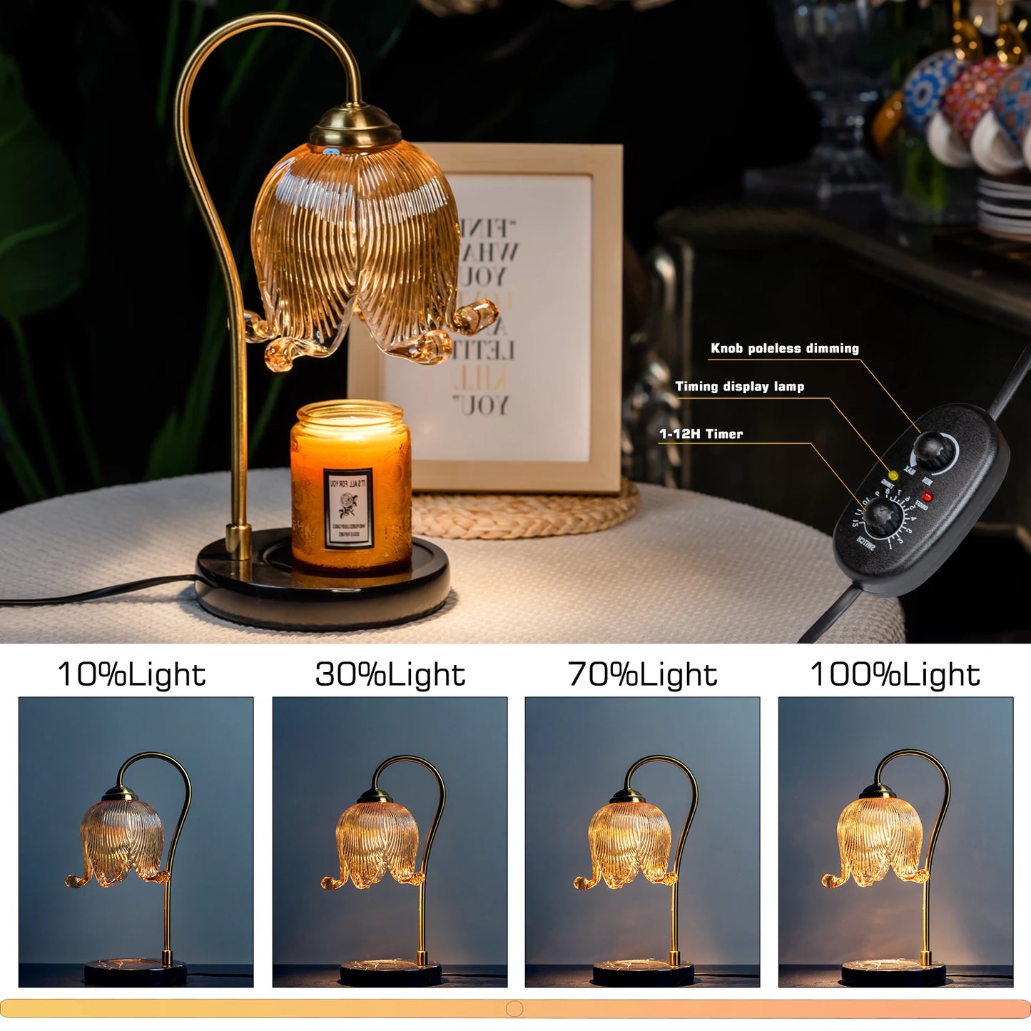 Tulip Flower Warm Candle Lamp Night Light Bedside Table Lamp