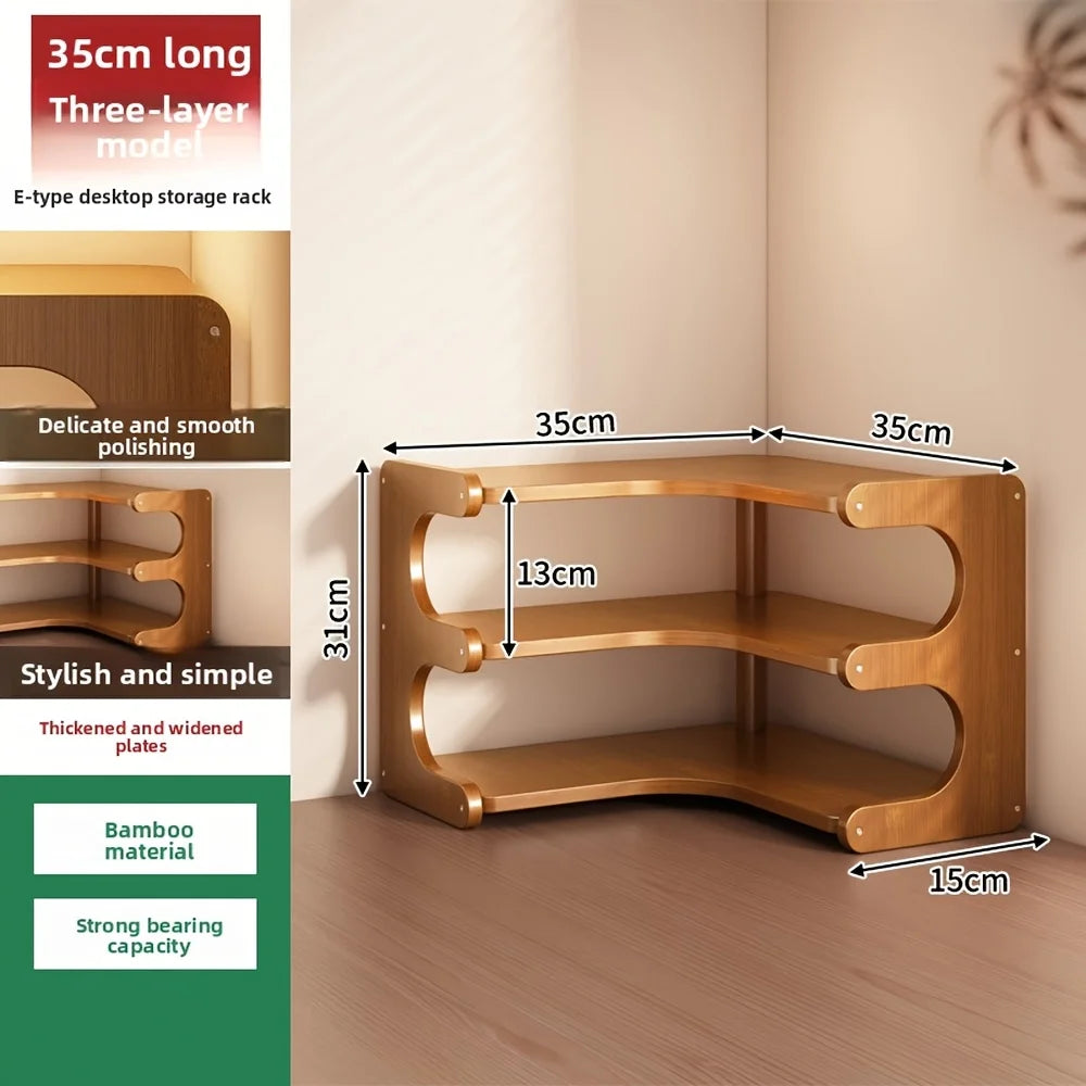 Three Tier Bamboo Corner Shelf Wall Mounted Organizer For Sundries