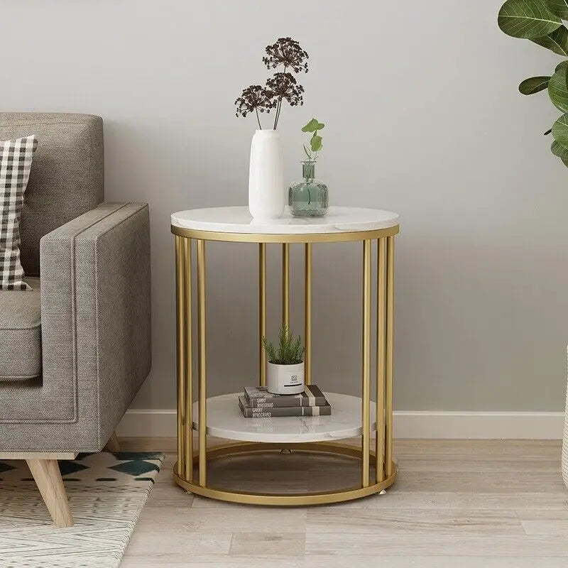 Wisfor Marble Round Side Table With Jewellery Storage
