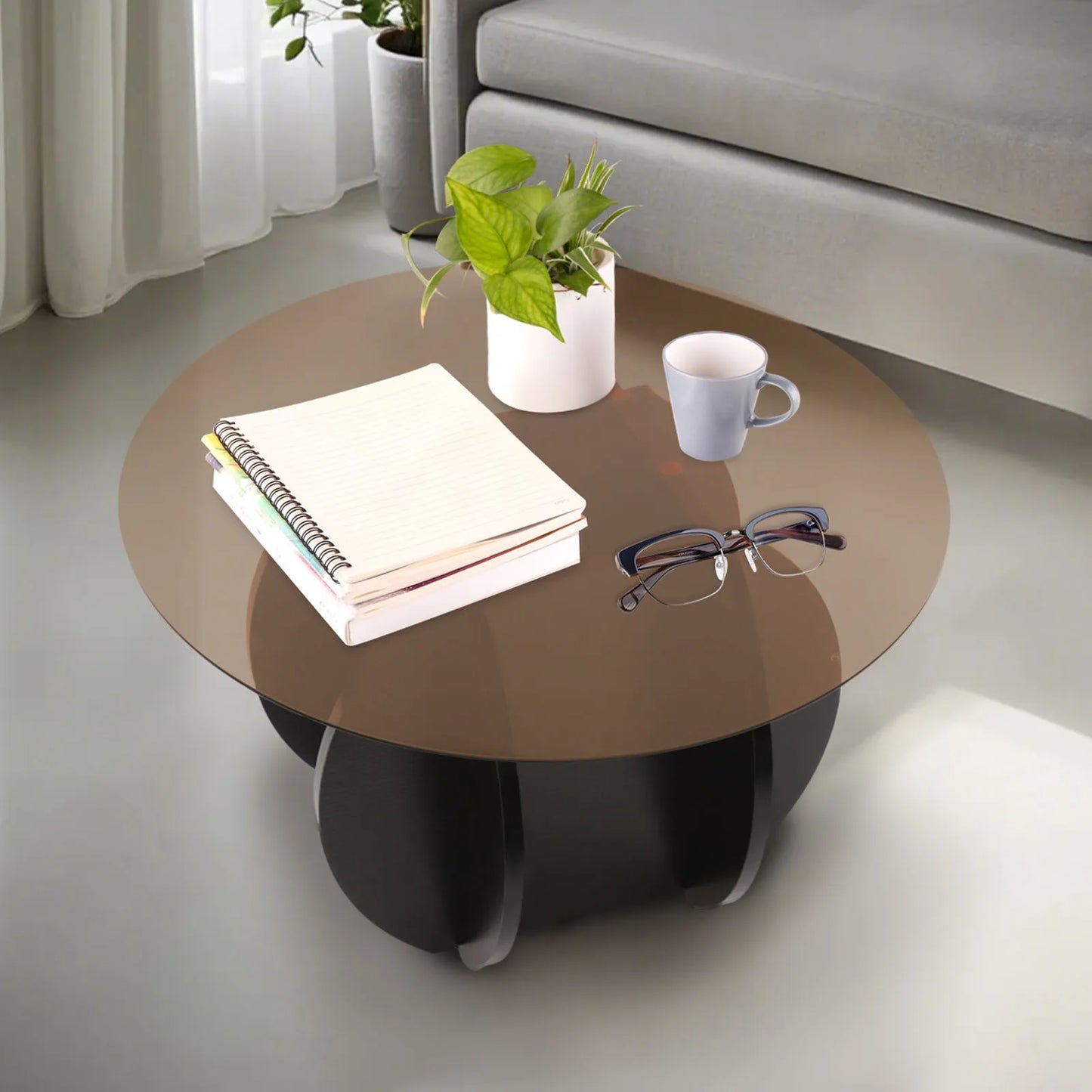 Round Glass Coffee Table Modern Luxury for Living Room
