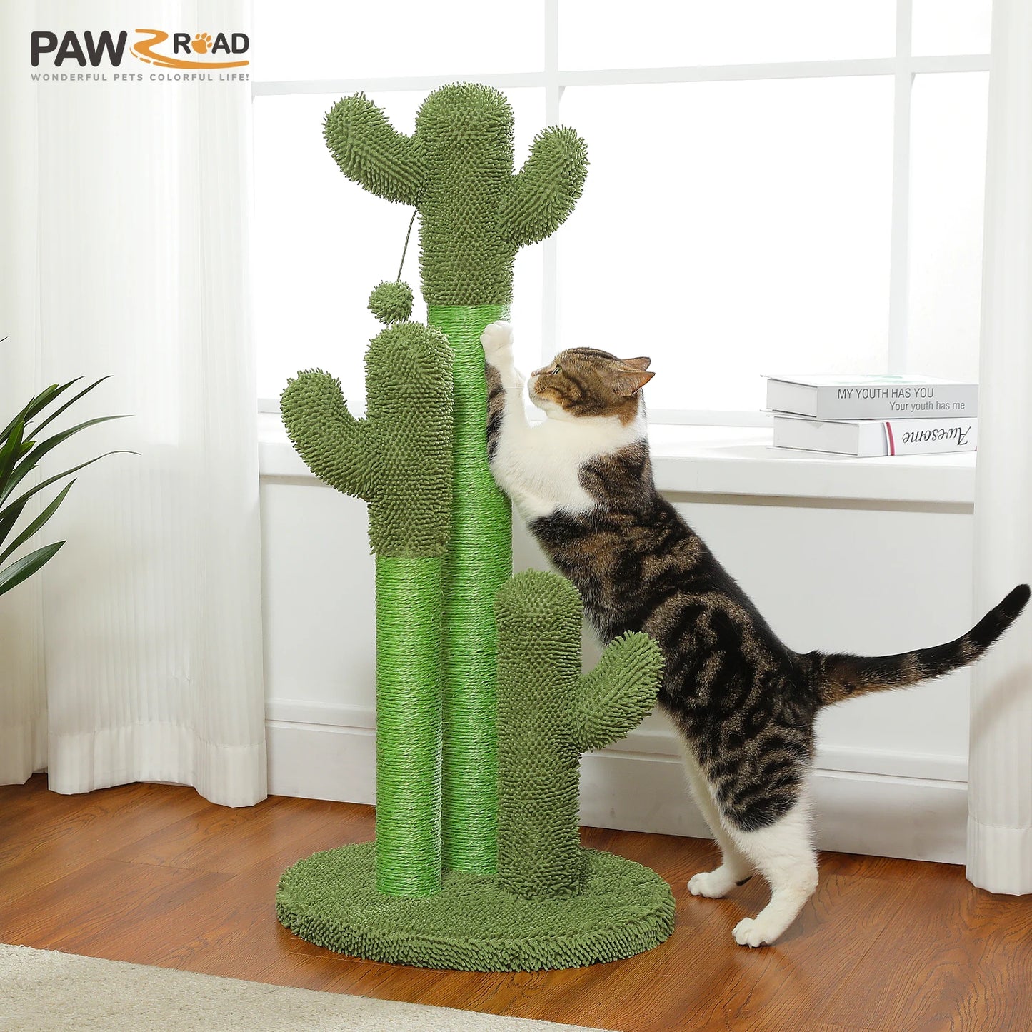 PEQULTICN Cactus Cat Tree With Large Condo Hammock And Ball