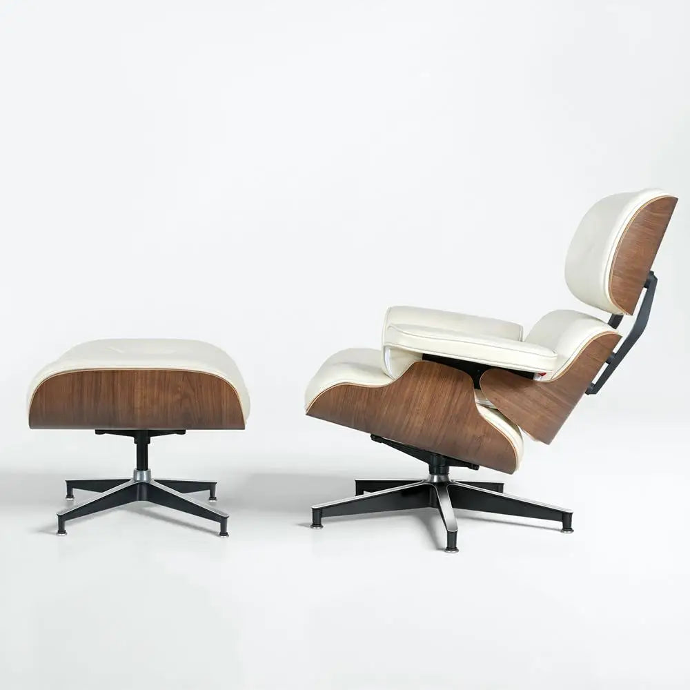 Mid Century Leather Armchair Lounge Chair And Ottoman Living Room