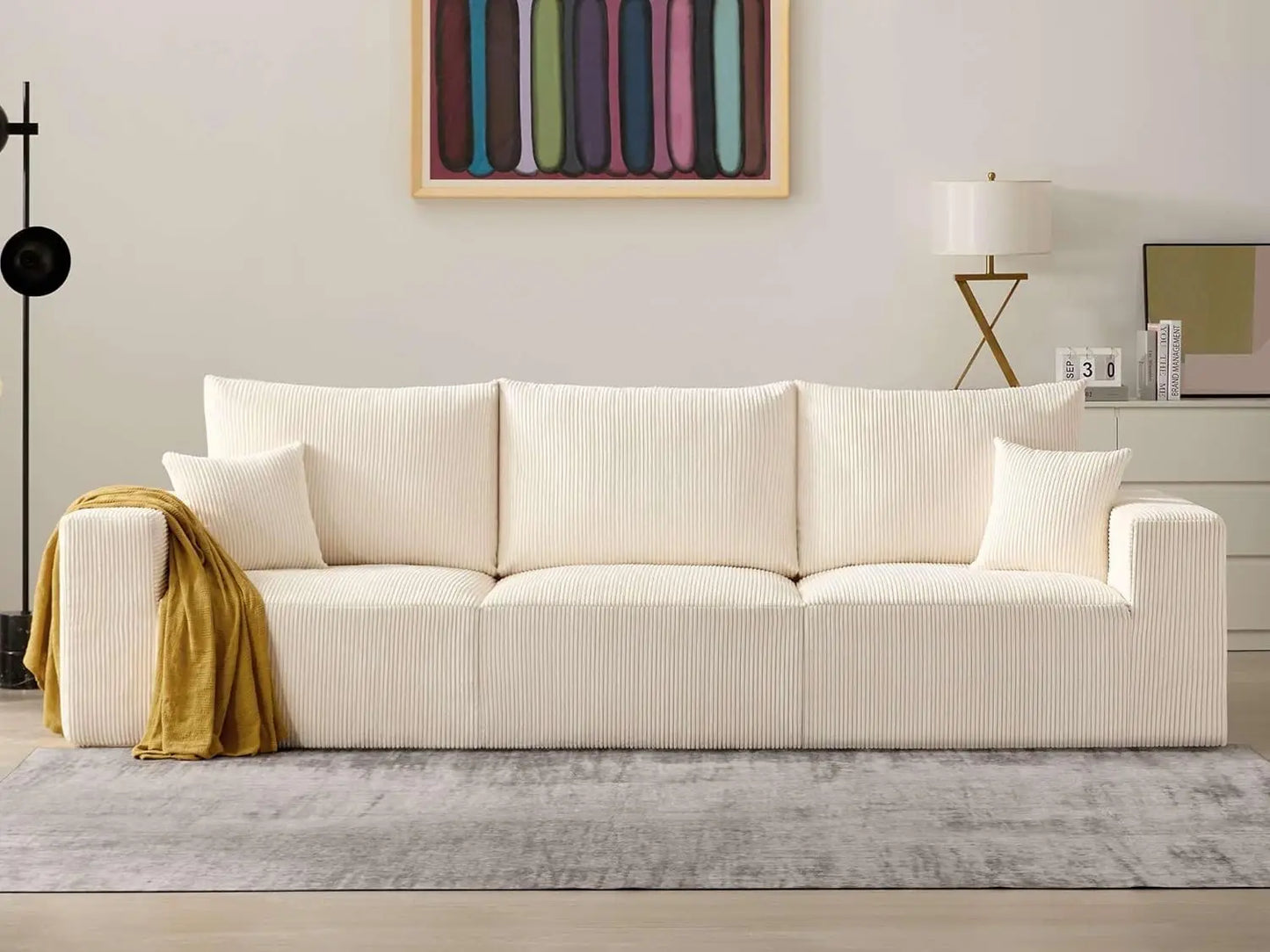 XMSJ Modern Sleeper Sofa 3 Seater Corduroy Convertible