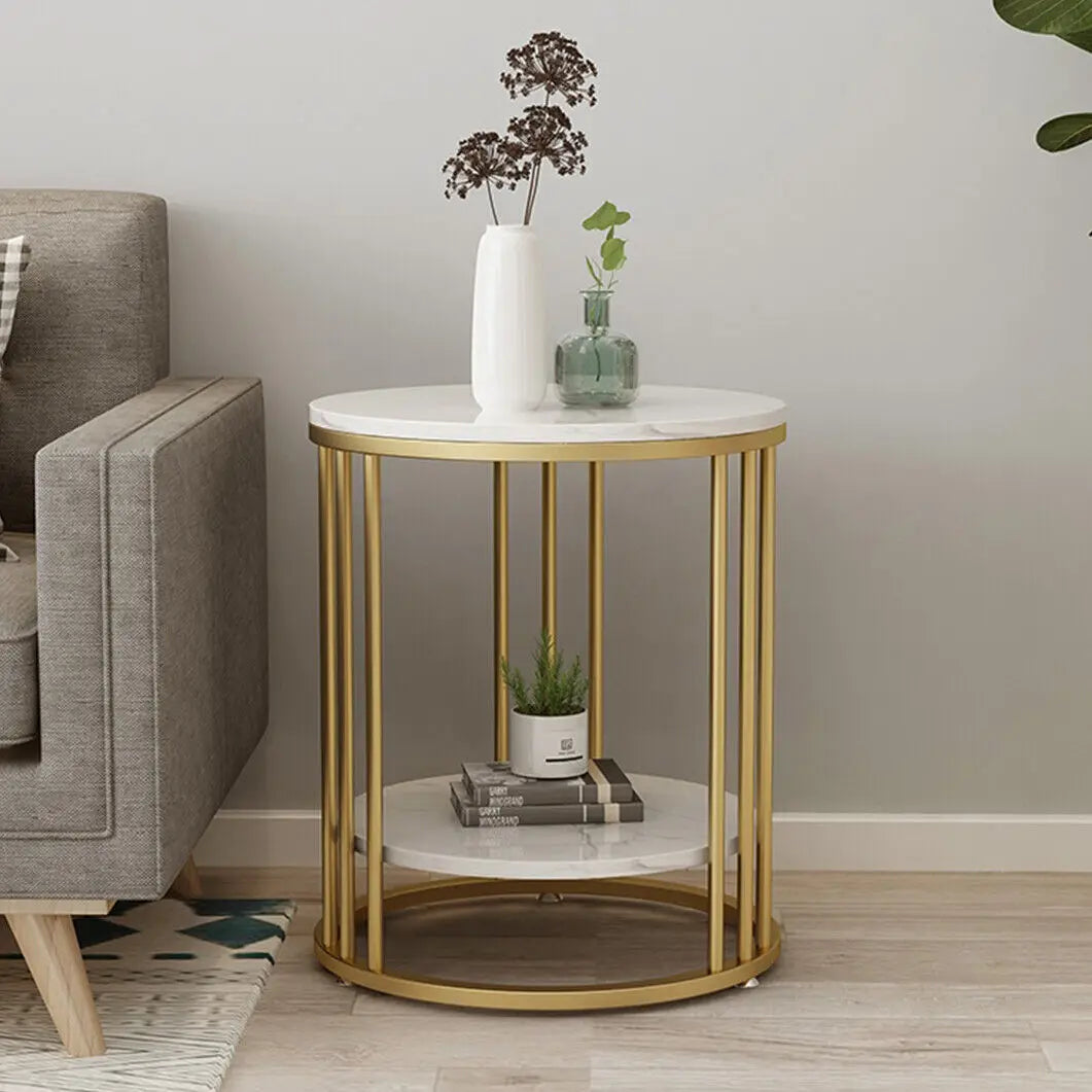Wisfor Marble Round Side Table With Jewellery Storage