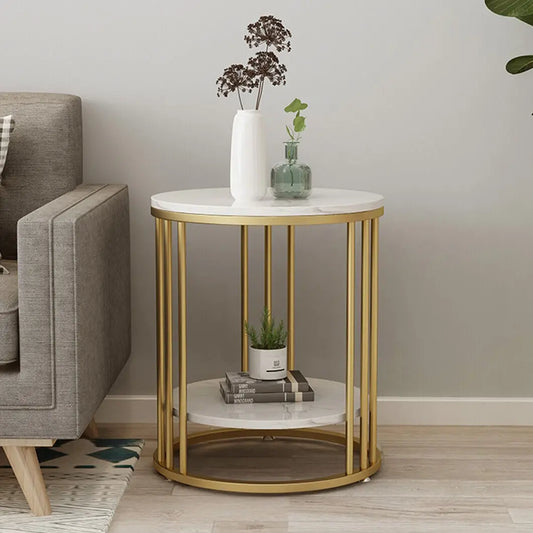 Wisfor Marble Round Side Table With Jewellery Storage