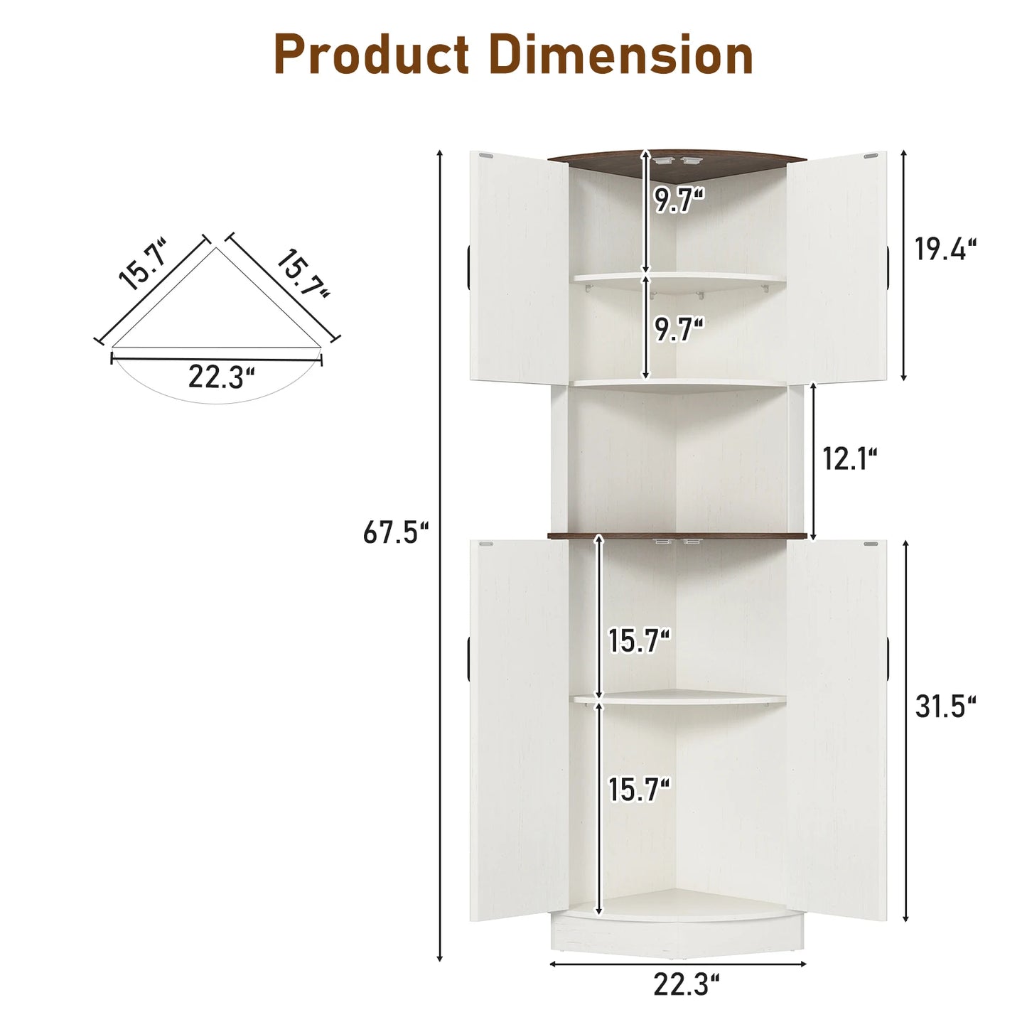 QiaoShiRen Farmhouse Tall Corner Cabinet With Barn Doors