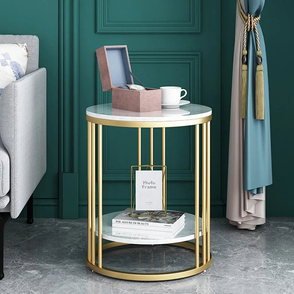 Wisfor Marble Round Side Table With Jewellery Storage