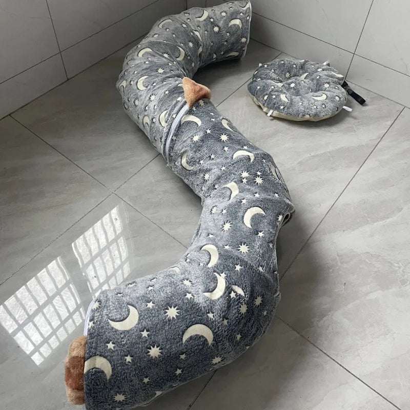 Luminous Flannel Cat Tunnel Nest Foldable Warm Light Luxury