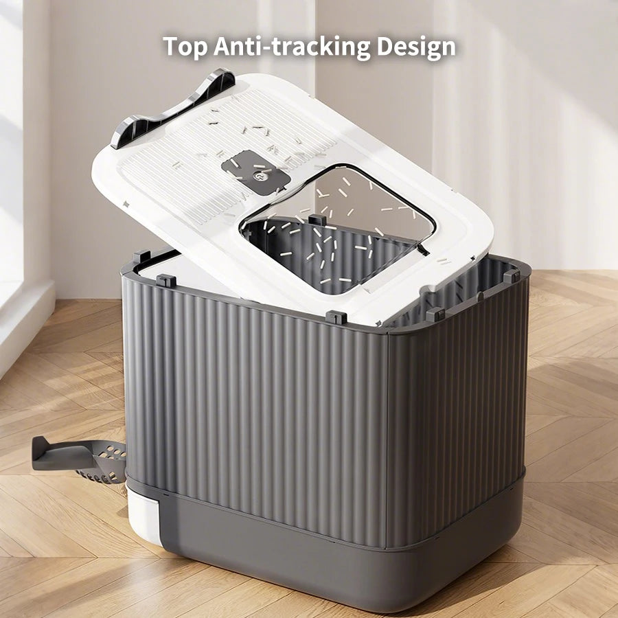 Fully Enclosed Foldable Litter Box With Odor Control And Scoop
