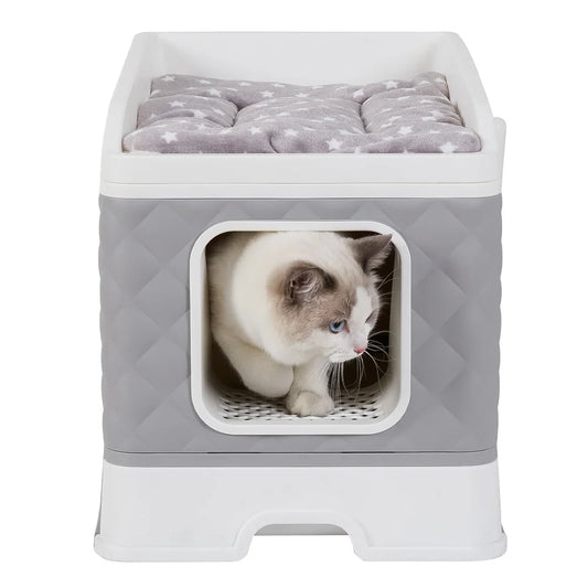 Feature Cat Litter Box Enclosure Hidden Cabinet With Scoop Mat