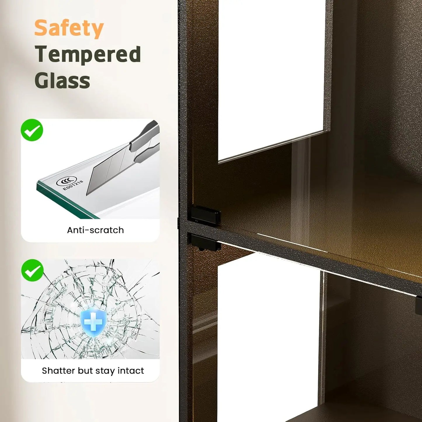 XMSJ Display Cabinet With Glass Doors Curio RGB LED