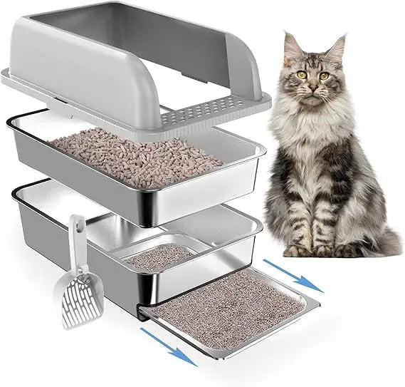 Paw Libe Stainless Steel Sifting Litter Box With Drawer