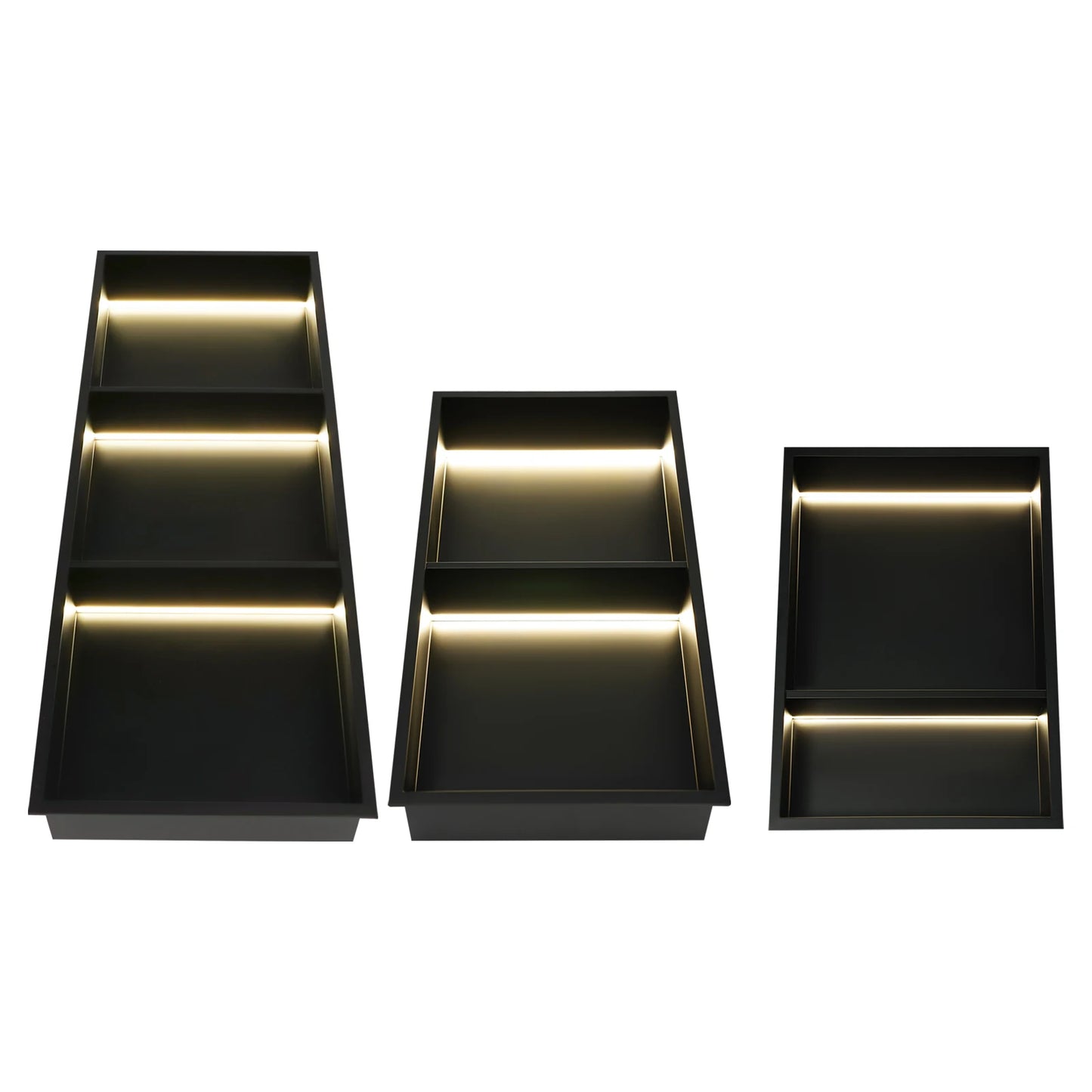 Stainless Steel Recessed Wall Niche with LED Light 2/3-Tier Bathroom Shelves Concealed Shower Niche Shelf Bbathroom Cabinet