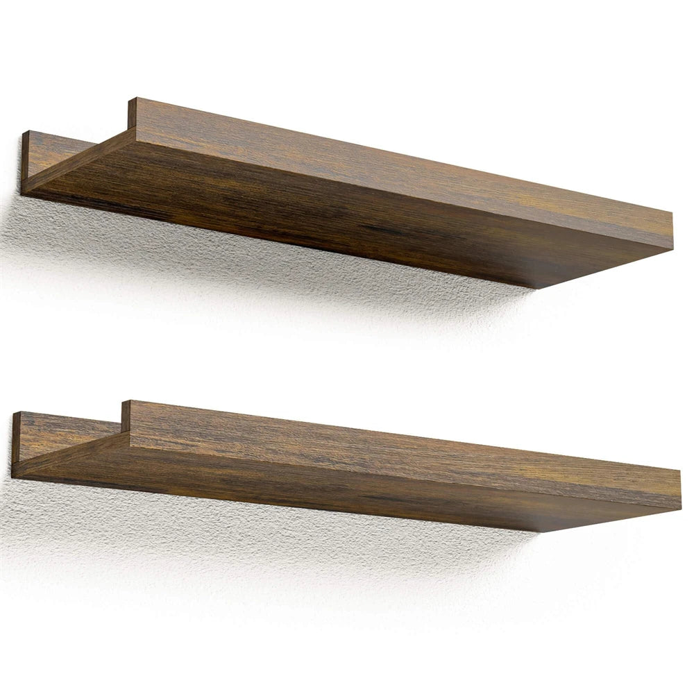 Floating Wall Shelf With Ledge Rustic Wood Shelves