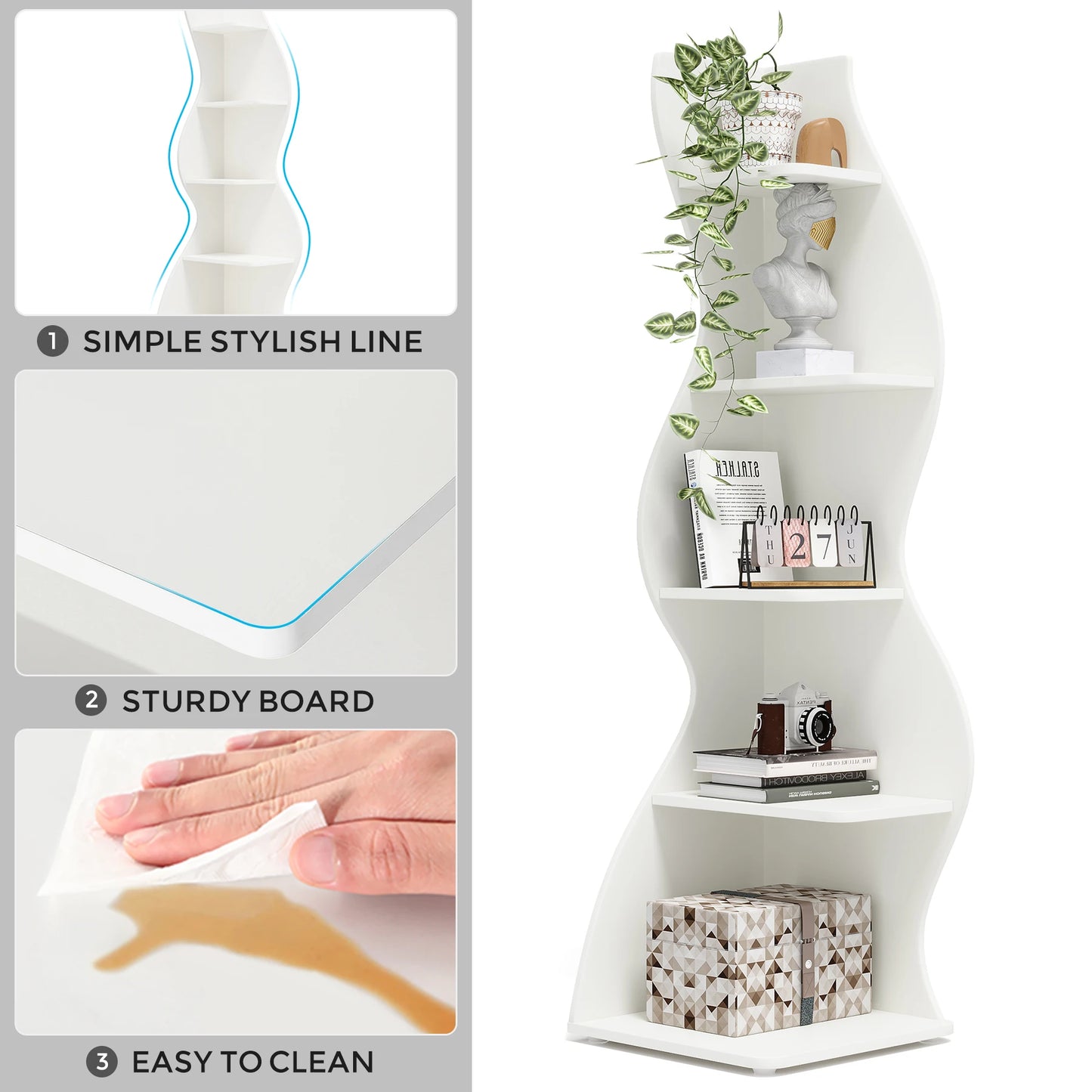 Tribesigns Modern 5-Tier Wall Corner Shelf and Plant Stand