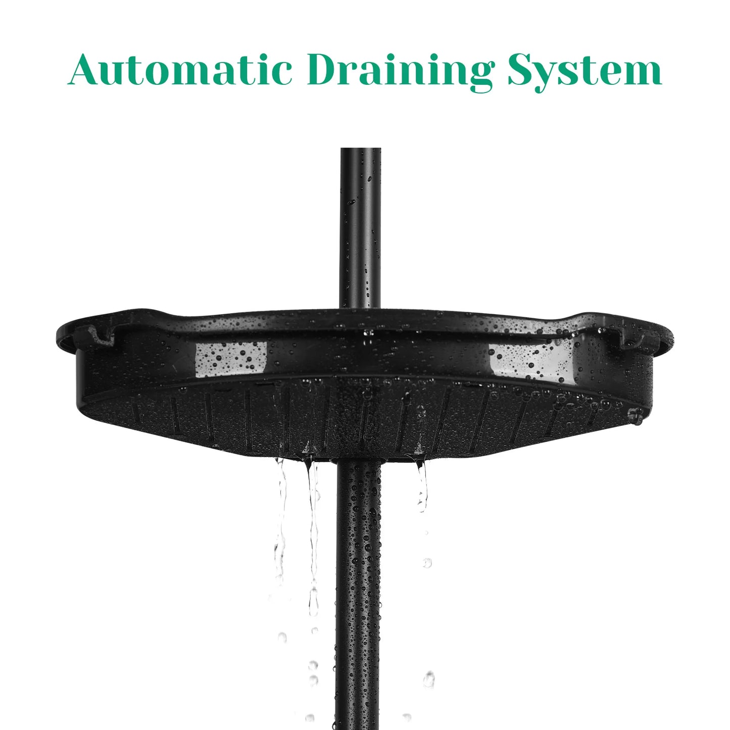 No-Drill Corner Shower Tension Pole Caddy Rust-Resistant Shelves