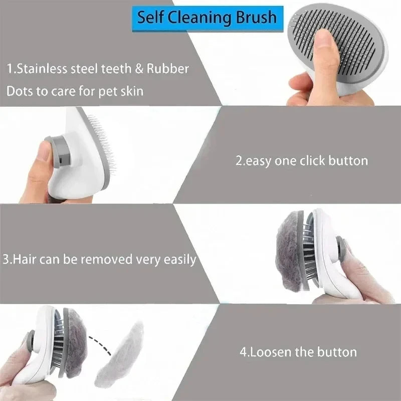 AEHOME Self Cleaning Grooming Brush For Dogs And Cats Dematting