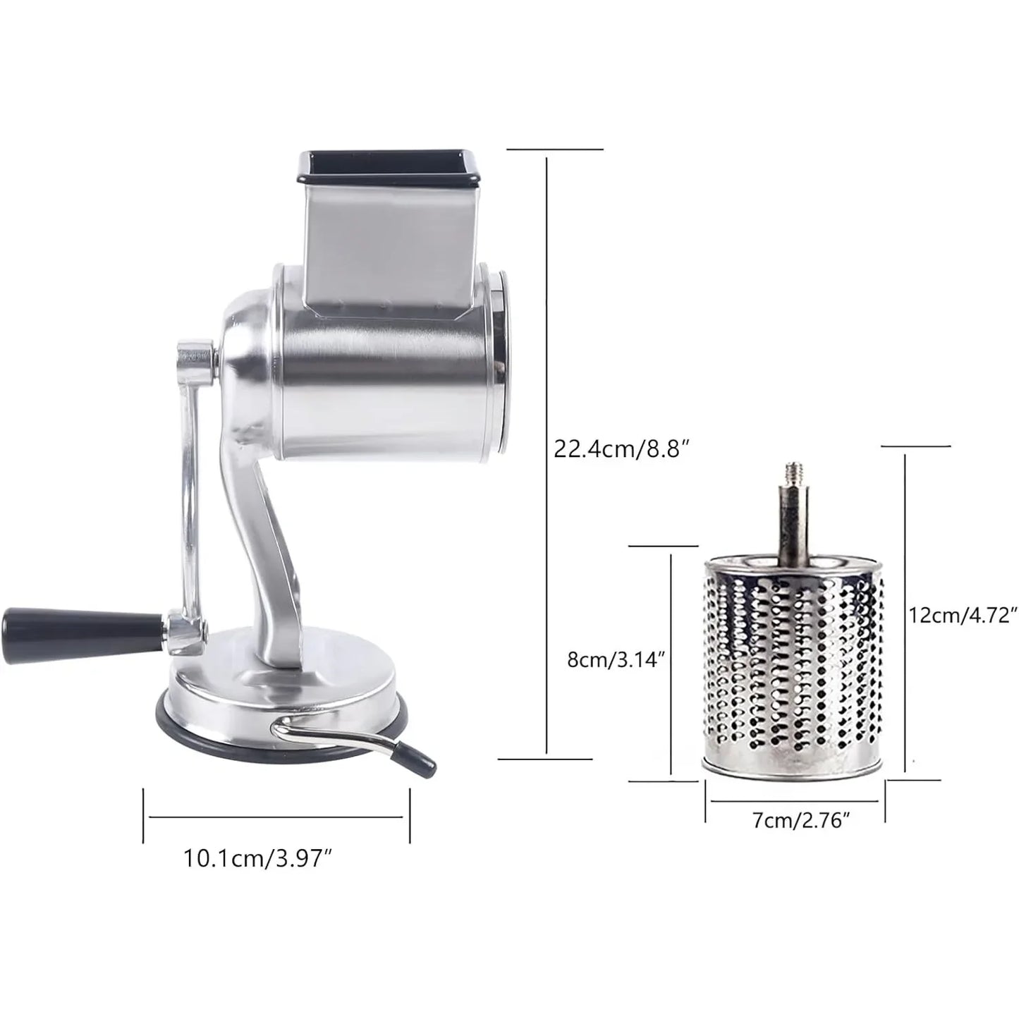 Rotary Cheese Grater Hand Crank 5 In 1 Chopper Stainless