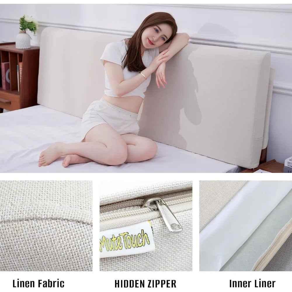 Upholstered King Headboard, No Tools Needed, Wall Mounted Headboard with Removable Washable Linen Cover, Multi-Functional Back