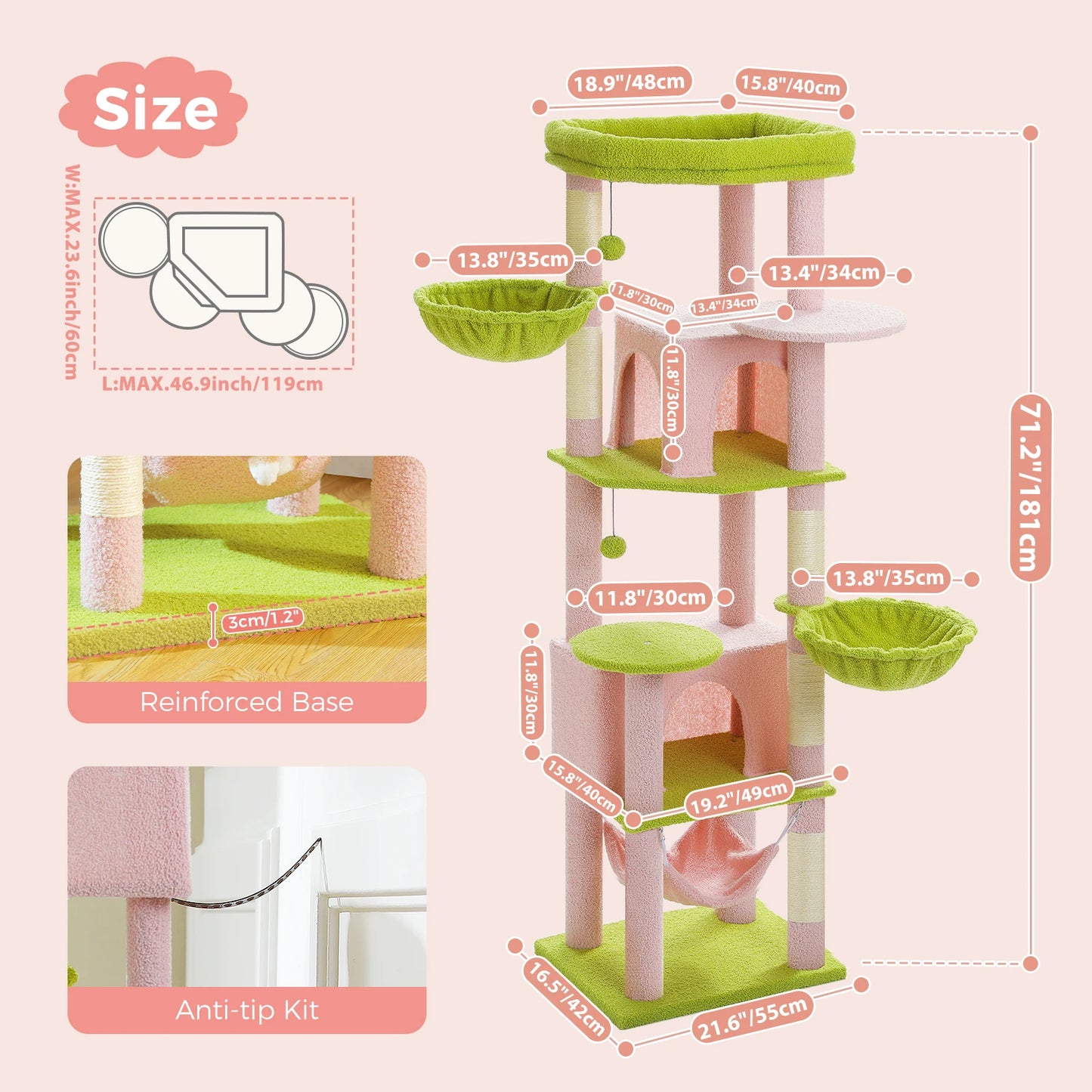 PEQULTICN Luxury Cat Tree With Sisal Scratching Posts