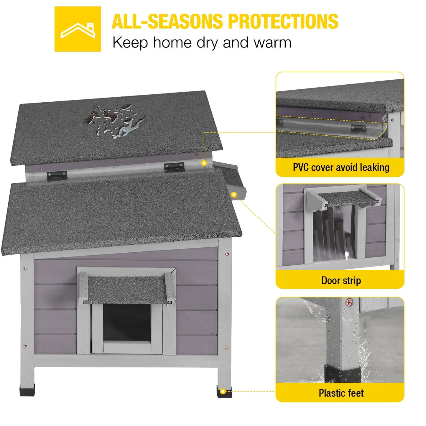 Two Room Outdoor Feral Cat Shelter For Rescued Cats