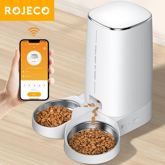 ROJECO Automatic Cat Feeder WiFi Smart Dispenser With Remote Control