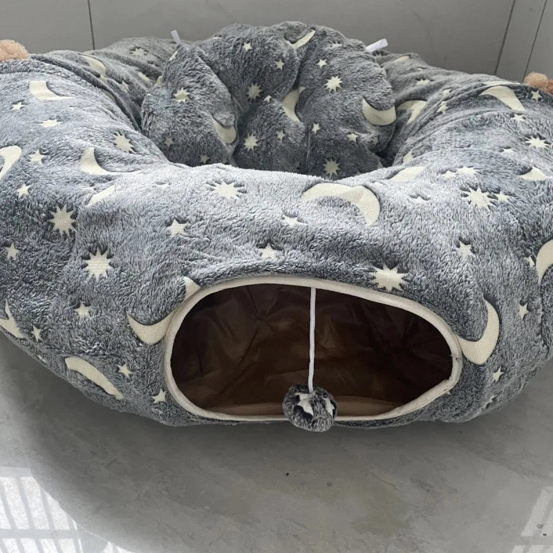 Luminous Flannel Cat Tunnel Nest Foldable Warm Light Luxury