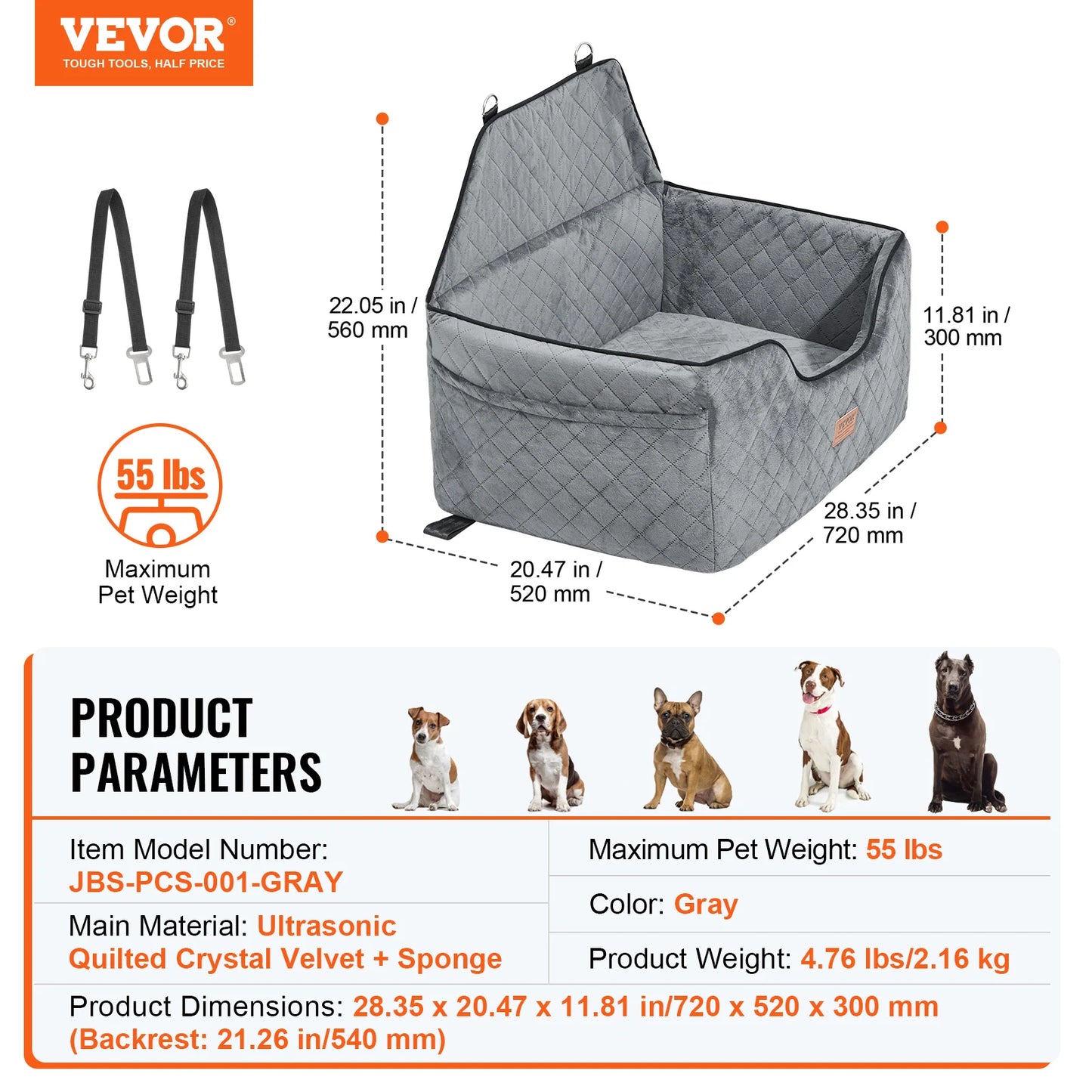 SucceBuy Dog Car Seat Booster With Storage Pocket Sponge