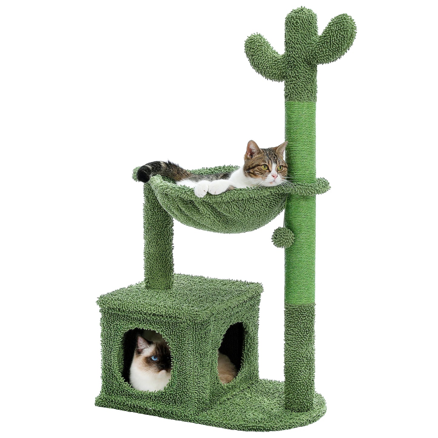 PEQULTICN Cactus Cat Tree With Large Condo Hammock And Ball