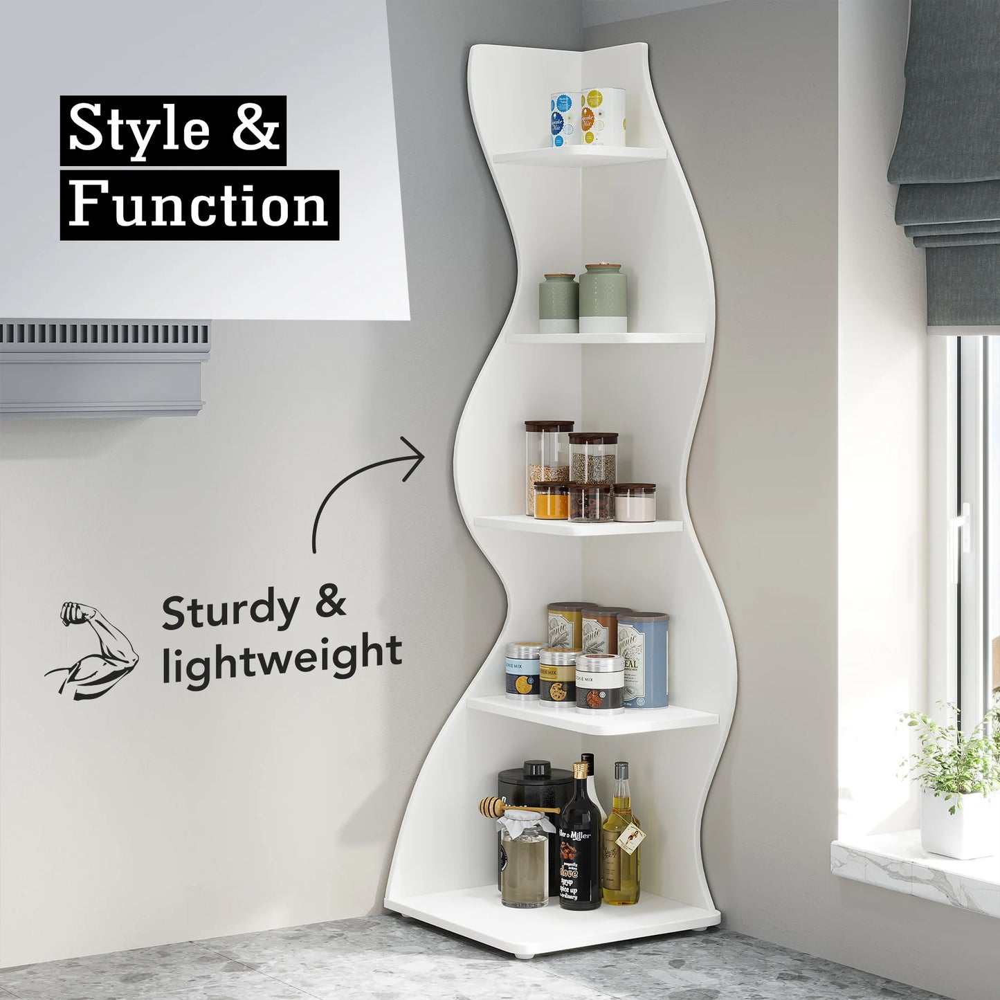 Tribesigns Modern 5-Tier Wall Corner Shelf and Plant Stand